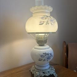 Victorian Romantic Milk Glass Lamp