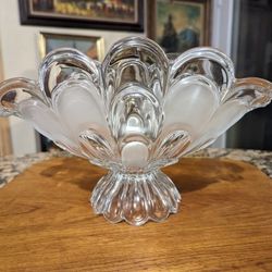 Vintage Crystal Frosted Pedestal Centerpiece