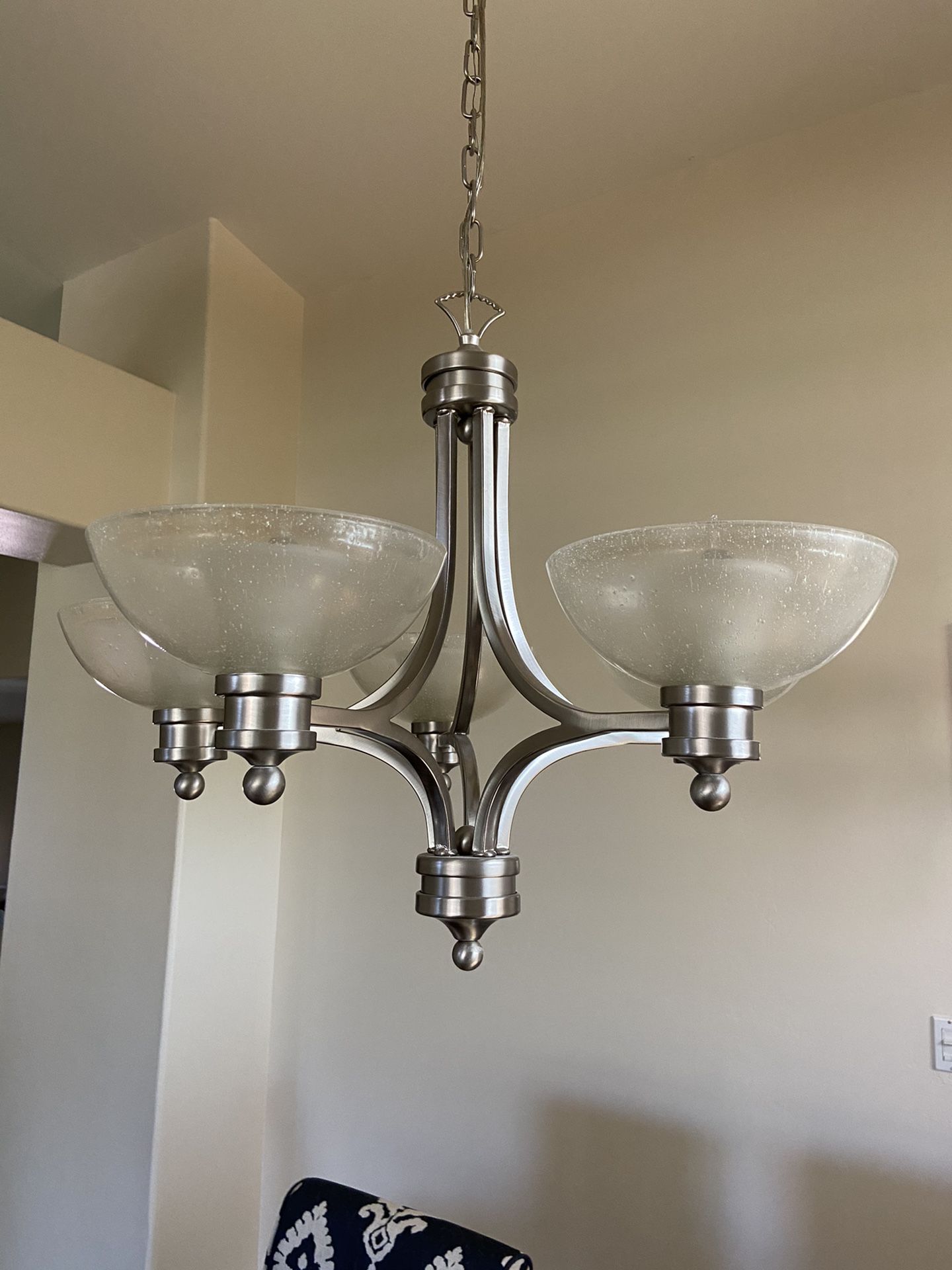 Brushed nickel chandelier light fixture