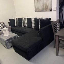 Black Sectional With Ottoman ‼️take It Home With $39 Easy Approval‼️