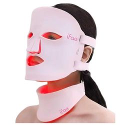 Red Light Therapy Mask for Face and Neck, 7 Colors with NIR Led Face Mask Light Therapy with Eye Protection and Remote, Rechargeable Ergonomic Design 