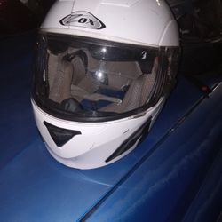 Full shield motorcycle helmet.