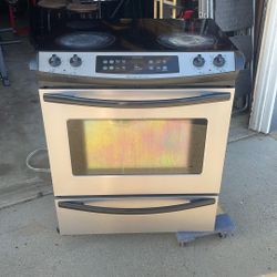 Electric gas top stainless convection oven sliding