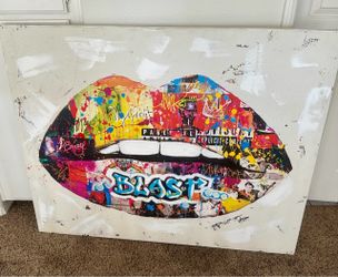 Large Pop Art Lips Canvas Wall Art