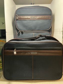 vintage two-piece Samsonite navy blue softside luggage set