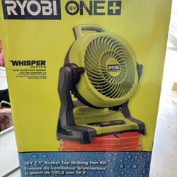 Ryobi ONE+ 18V Cordless 7-1/2 in. Bucket Top Misting Fan (Tool Only)