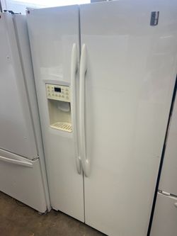 GE white side by side refrigerator   -free delivery