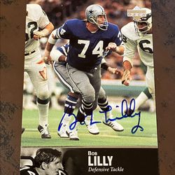 BOB LILLY Dallas Cowboys autograph football card