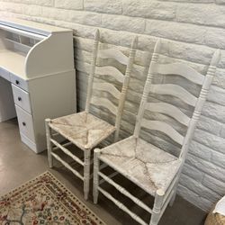 tall back oak chair woven seat