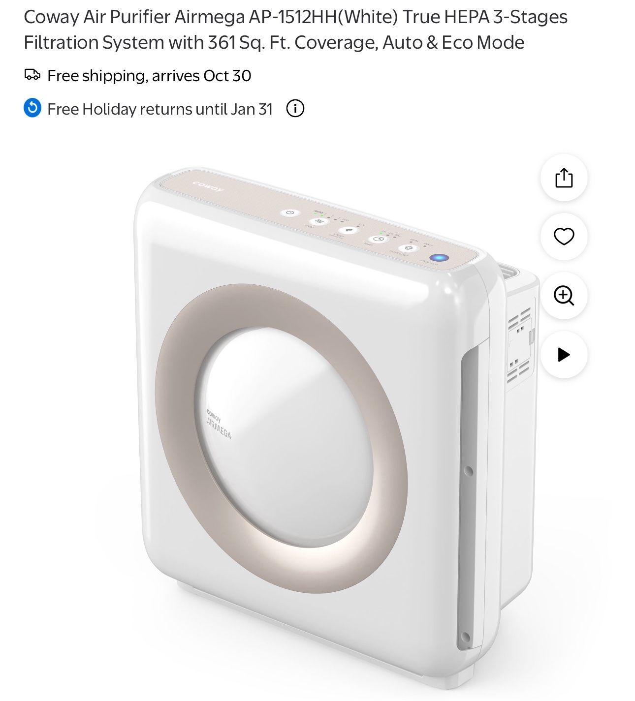 Coway Air Purifier Airmega AP-1512HH