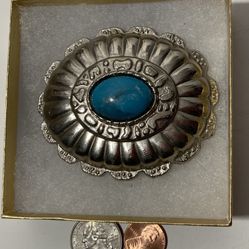 Vintage Belt Buckle Nice Blue Turquoise Stone Design
