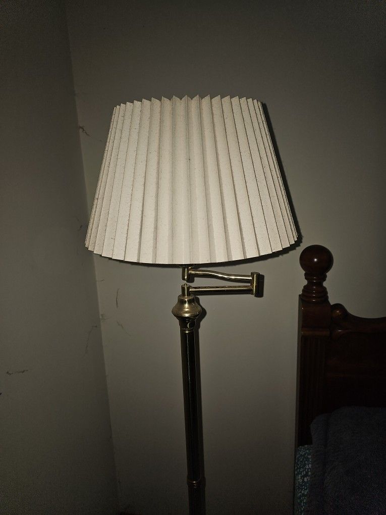 Vintage Brass Swing Arm Floor Lamp