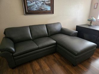 Leather couch with chaise