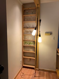 Vintage 1960’s midcentury modern tension pole lamp bullet shades