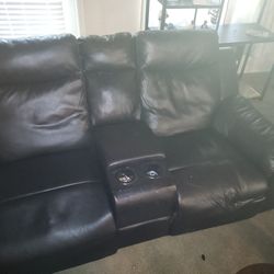 A Black Leather Sectional