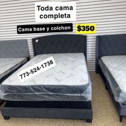 Queen Size Bed Headboard Frame Mattress And Box Spring All Included Brand New Furniture Yes We Deliver 
