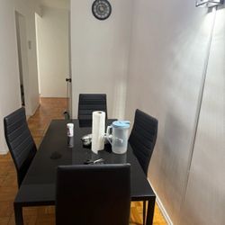 Dining Table with 6 Chairs - Black