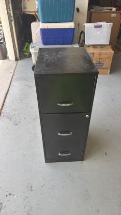 Three drawer metal filing cabinet