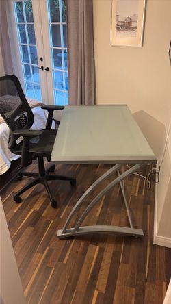 Frosted glass desk and chair.