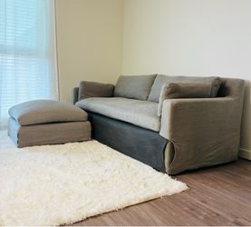 Restoration Hardware Belgian Slipcovered Track Arm Couch & Ottoman FREE DELIVERY