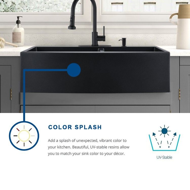 Quartz Classic 33" L x 22 " W Undermount Kitchen Sink Black Kitchen