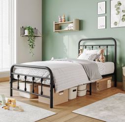(2) Vintage Heavy-Duty Metal Twin Bed Frames w/ Headboard & Footboard