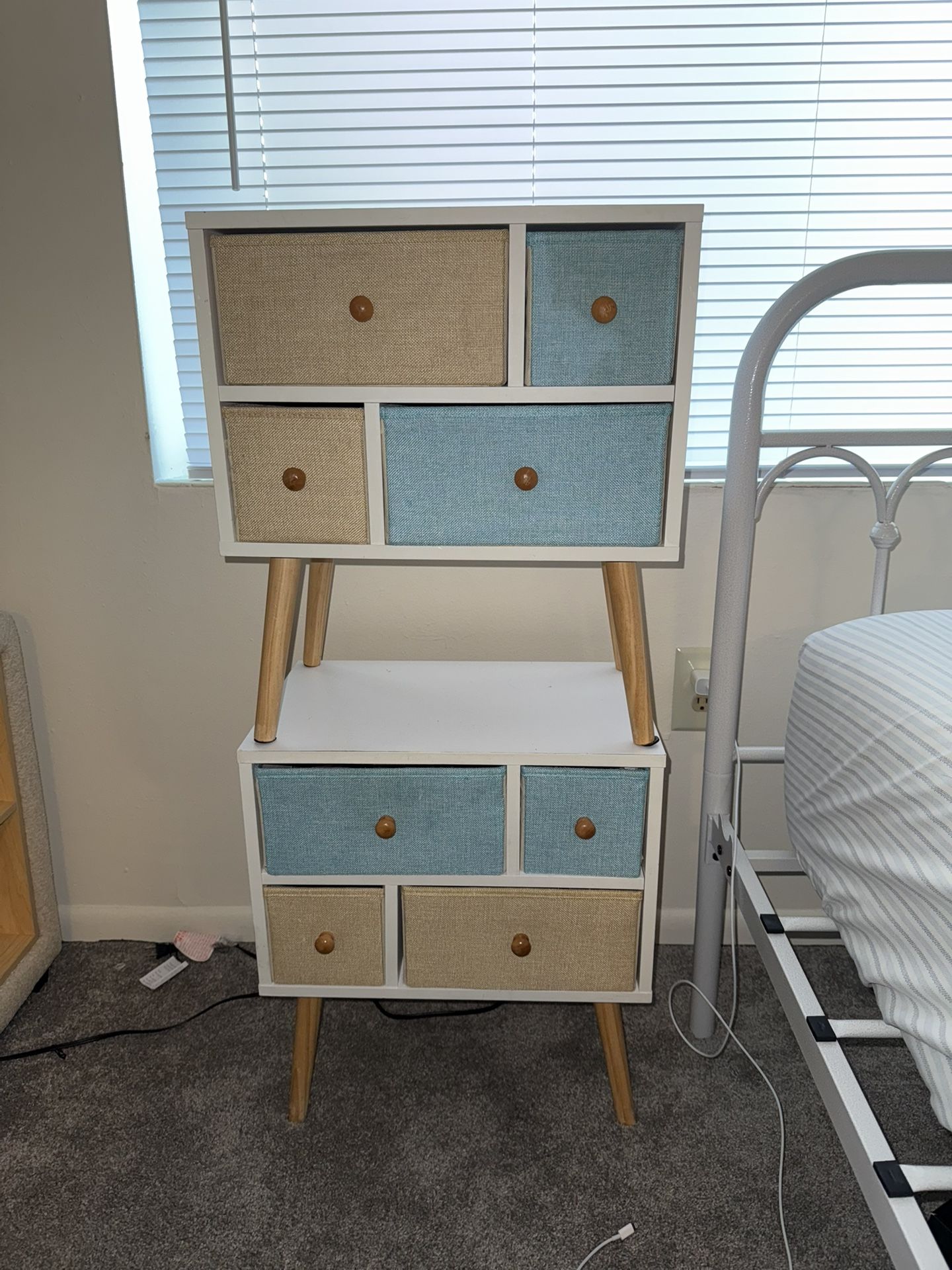 Pair of two Lifewit Nightstand with 4 Fabric Drawers