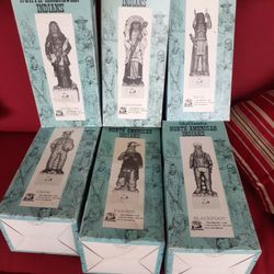 Vintage Porcelain Complete Set Of 6 Unused In Box Indian Tribes