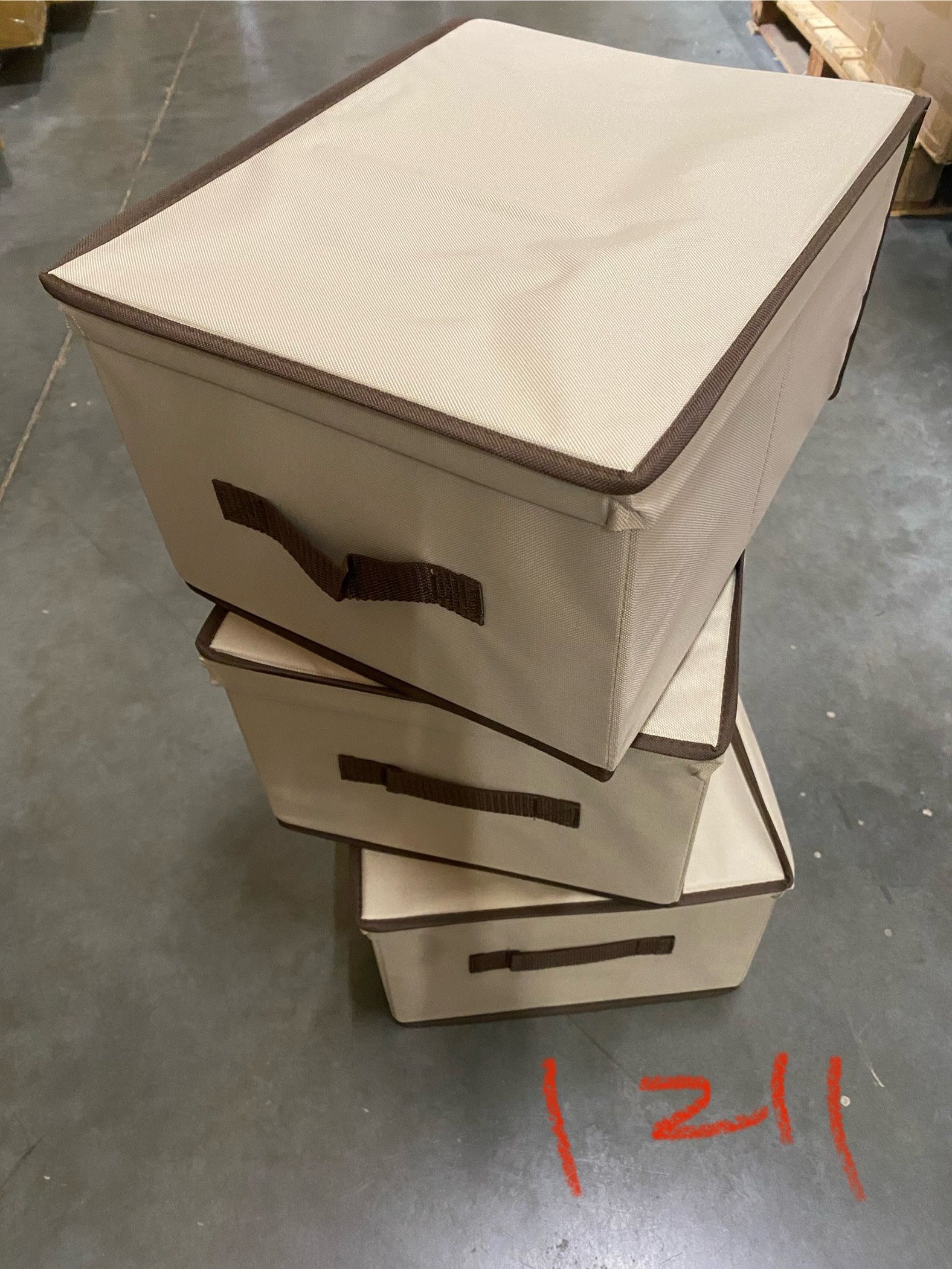 15x12x8 Storage Bins with Lids, Storage Basket with Lid, Decorative Baskets for Organizing, Shelf Organizer Bins for Closet, Beige