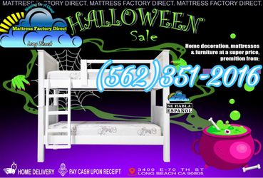 Twin white bunk bed with mattresses colchones camas nuevas