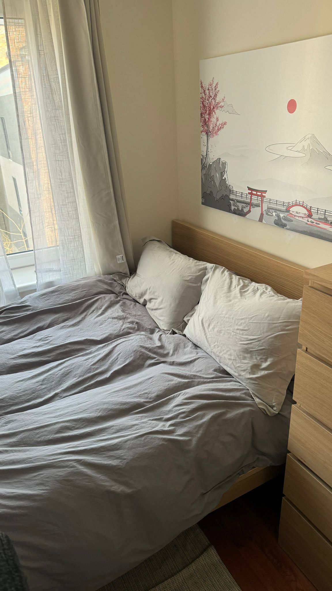IKEA Full MALM Bed frame, white stained oak