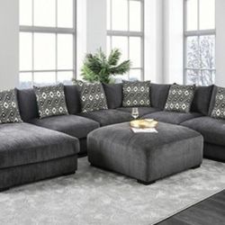 Brand New Grey Super Plush Chenille Sectional Sofa (Ottoman Sold Separately)