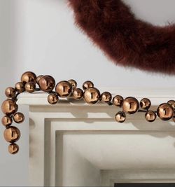 CB2 Dark Bronze Metallic Ball Holiday Garland