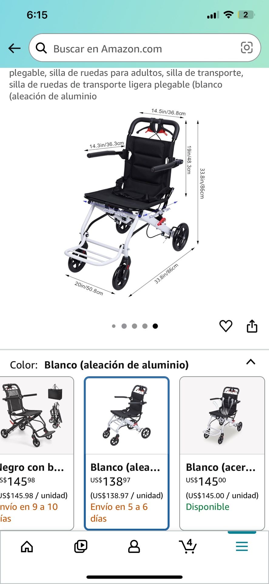Silla De Ruedas Para Adulto Ligera Y Resistente