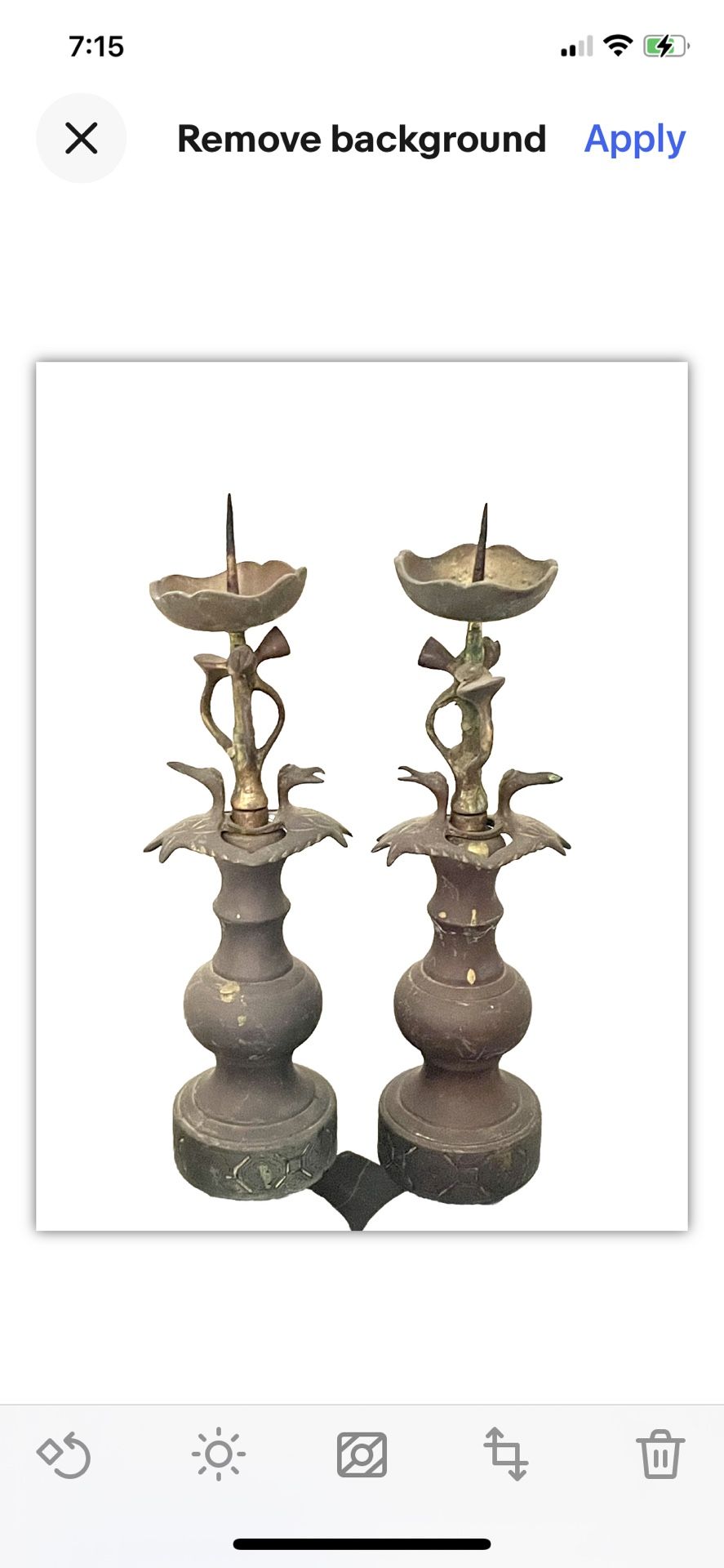 Estate Brass Bird Candle Sticks