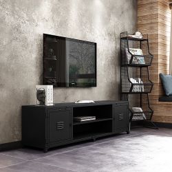 New Small Industrial Black Metal Rectangular TV Stand TV Console with Storage