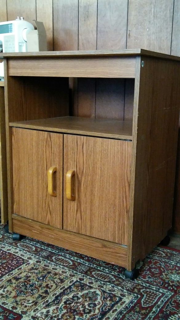brown wooden 2 cabinet with shelf