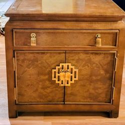 Burl Wood Chinoiserie Nightstand by Raymond Sobota