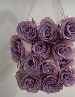 12 Glitter Rose Bouquet Purse Real Roses