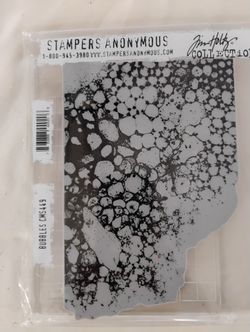 Tim Holtz/ Bubbles Rubber Stamp with Acrylic Block