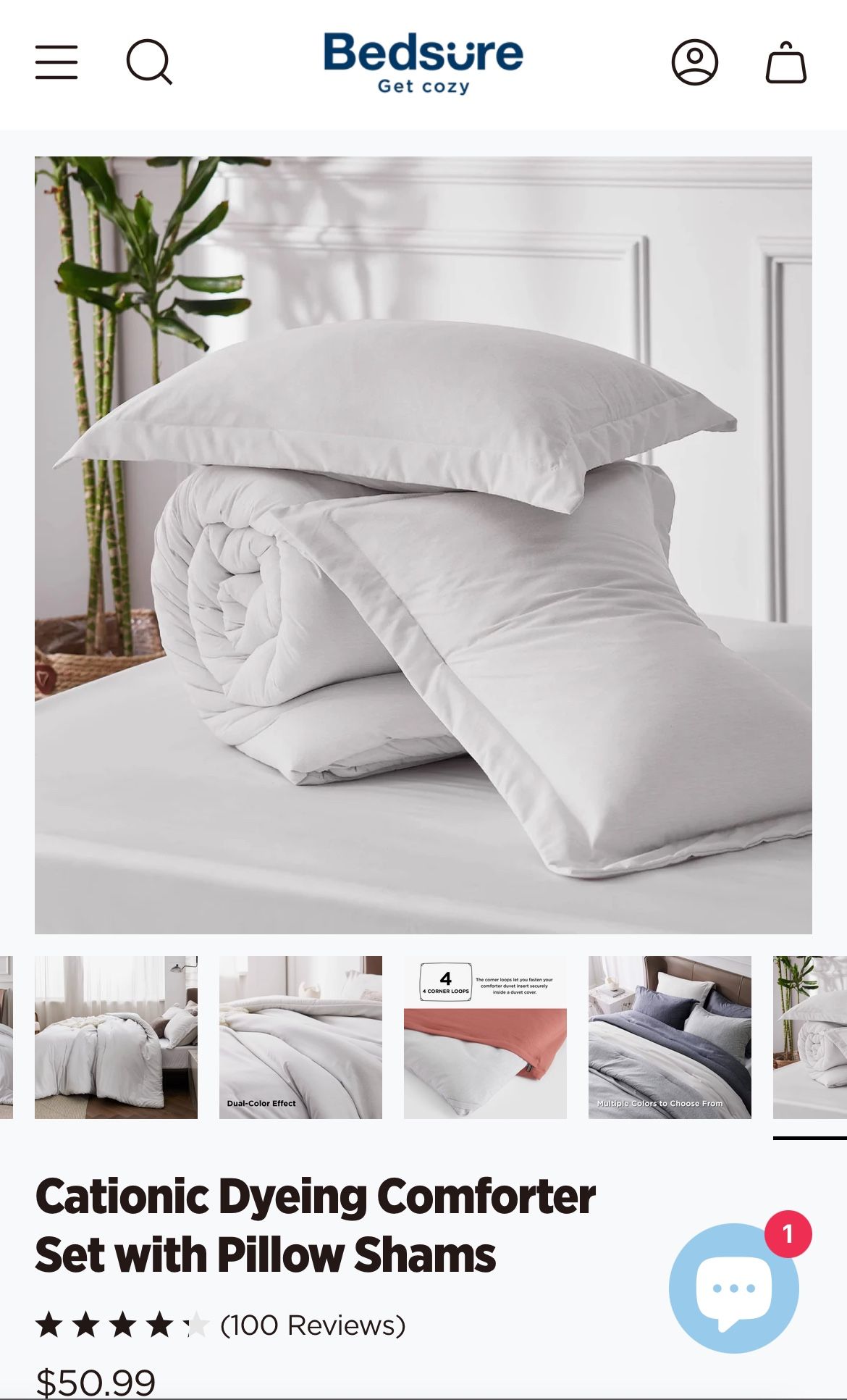 Bedsure Cationic Dyeing Comforter Set with Pillow Shams
