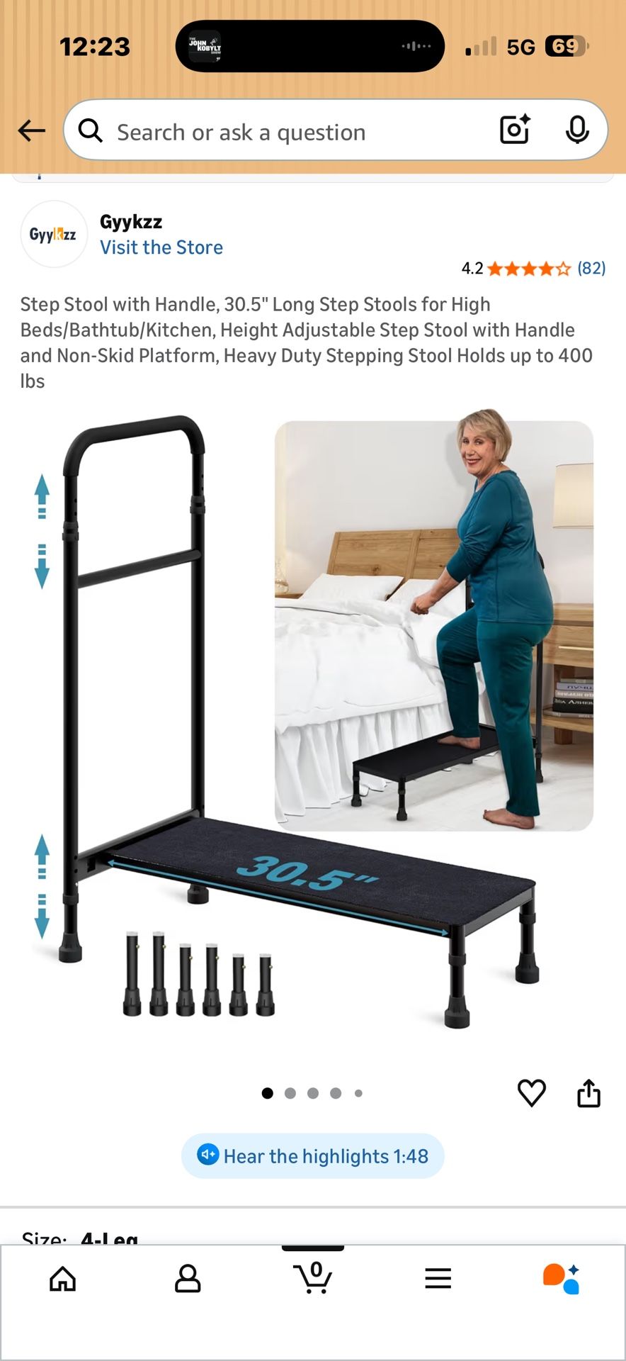 Brand new heavy duty adjustable height step with safety hand rail