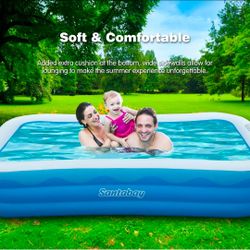 Inflatable Swimming Pool Full-Sized Family Inflatable Pools for Kids, Adults, Garden, Backyard, Outdoor, Summer Water Party for Age 3+ (96" X 56" X 22
