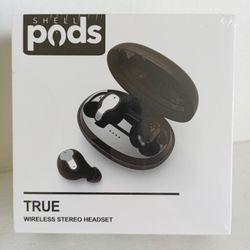 ShellPods - Wireless Earbuds with Charging Case, Ergonomic Design with Microphone, Smart Noise Reduction Workout Headphones - Magnetic Charging - NIB