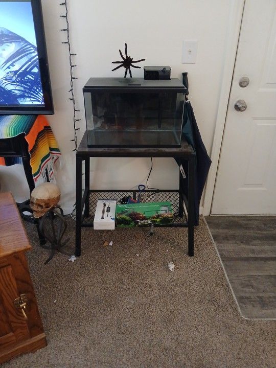 Ten Gallon Fish Tank + Stand + Led Ligh And Heater