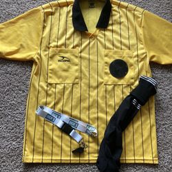 Halloween Costumes Soccer referee, uniform size adult, small in good condition with whistle and socks