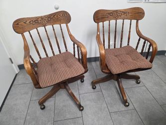 Used vintage wooden chairs with wheels