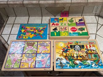 Wooden Preschool Puzzle Lot – Melissa & Doug + Match ‘N Snap (80 Cards)