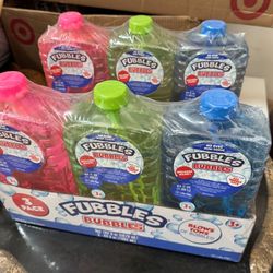 Fubbles Bubbles (6) Bottles 64 Oz Bottles New Sealed Ages 3+ Perfect for Parties Ages 3+