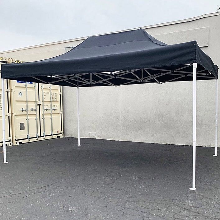 (NEW) $155 Heavy Duty 10x15 FT Outdoor Ez Pop Up Canopy Party Tent Instant Shade w/ Carry Bag (Black, Red)